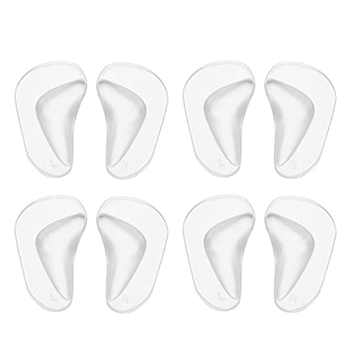 4 Pairs Clear Gel Arch Support Insoles for Men & Women, Shoe Insoles for Flat Feet, Reusable Arch Inserts for Plantar Fasciitis, Adhesive Arch Pad for Relieve Pressure and Feet Pain