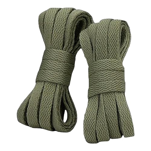 Danraw Stores [PAIR] 120cm 0.8mm Flat Shoe laces, Soft Trainer Lace, Sneaker Lace, Polyester,Sports, Casual, Hiking, Mountaineering, Walking, Running… (Army Green, 140 cm)