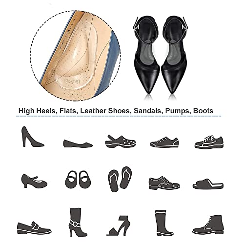 4 Pairs Clear Gel Arch Support Insoles for Men & Women, Shoe Insoles for Flat Feet, Reusable Arch Inserts for Plantar Fasciitis, Adhesive Arch Pad for Relieve Pressure and Feet Pain
