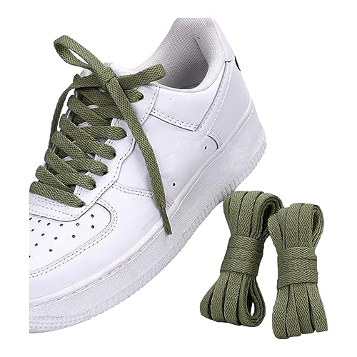 Danraw Stores [PAIR] 120cm 0.8mm Flat Shoe laces, Soft Trainer Lace, Sneaker Lace, Polyester,Sports, Casual, Hiking, Mountaineering, Walking, Running… (Army Green, 140 cm)