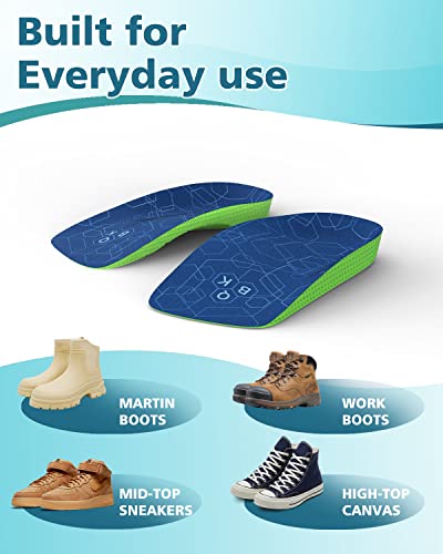 Flat Feet Insoles, QBK 3/4 Length Orthotic Inserts Improve Plantar Fasciitis, Heel Spurs, Achilles Tendonitis, Bunions, Back Pain for Men&Women Thin Insoles L