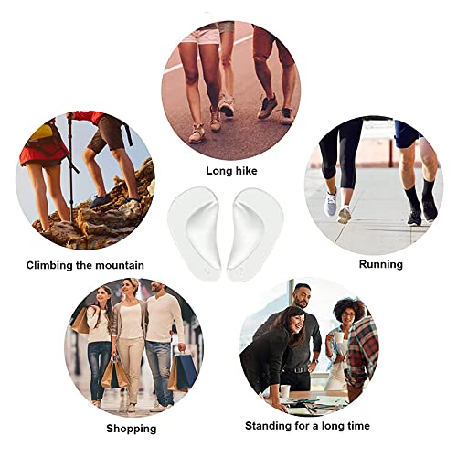 4 Pairs Clear Gel Arch Support Insoles for Men & Women, Shoe Insoles for Flat Feet, Reusable Arch Inserts for Plantar Fasciitis, Adhesive Arch Pad for Relieve Pressure and Feet Pain