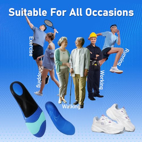 RooRuns Heavy Duty Plantar Fasciitis Arch Support Insoles Inserts Men Women, Orthotic Inserts Shoe for Flat Feet, Heel Spurs, High Arches, OverPronation, Metatarsalgia, Foot Pain Relief, M