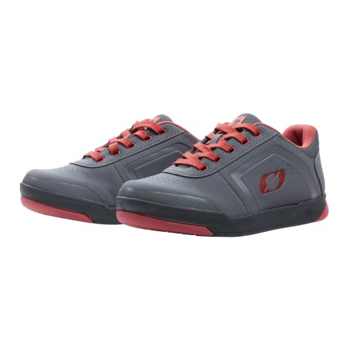 O'Neal | Mountain Bike Shoes | MTB Downhill Freeride | Vegan | Balance Between Grip and Foot repositioning, Honeycomb Sole Structure | Pinned Flat Pedal V.22 Shoe | Adult | Grey Red | 45
