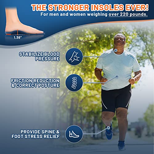 RooRuns Heavy Duty Arch Support Plantar Fasciitis Insoles for Men and Women, Orthotic Inserts Shoe Insoles for Flat Feet, Heel Spurs, High Arches, OverPronation, Metatarsalgia, Foot Pain Relief, M