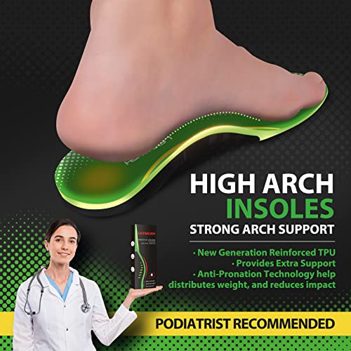 (220+lbs) Plantar Fasciitis Arch Support Insoles for Women Men - Orthotic Insoles for Flat Feet High Arch - Best Boot Work Shoe Insole for OverPronation, Metatarsalgia, Heel Pain Relief Foot Pain