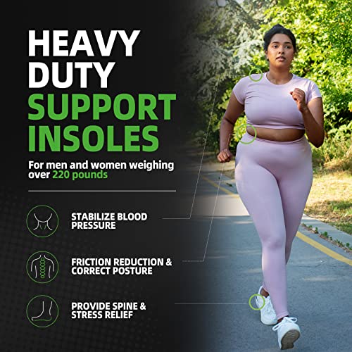 (220+lbs) Plantar Fasciitis Arch Support Insoles for Women Men - Orthotic Insoles for Flat Feet High Arch - Best Boot Work Shoe Insole for OverPronation, Metatarsalgia, Heel Pain Relief Foot Pain