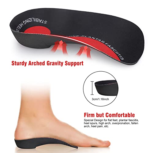 Orthotic Insoles, 3/4 High Arch Support Shoe Inserts Insoles for Women and Men, Orthotic Insoles Support for Plantar Fasciitis, Flat Feet, Over-Pronation, Heel Pain, Heel Spur (9-12 UK）