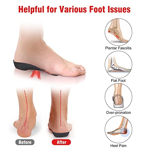 Orthotic Insoles, 3/4 High Arch Support Shoe Inserts Insoles for Women and Men, Orthotic Insoles Support for Plantar Fasciitis, Flat Feet, Over-Pronation, Heel Pain, Heel Spur (9-12 UK）