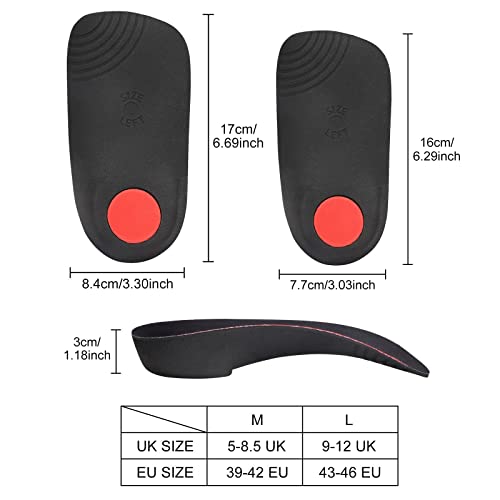 Orthotic Insoles, 3/4 High Arch Support Shoe Inserts Insoles for Women and Men, Orthotic Insoles Support for Plantar Fasciitis, Flat Feet, Over-Pronation, Heel Pain, Heel Spur (9-12 UK）