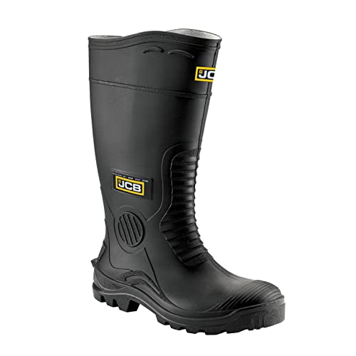 JCB - Wellington Hydromaster Boots Mens - Fits Large - Steel Toe Cap Boots - Black Shoes - Waterproof Shoes Men - Boots for Men - Wide Fit - Size 12UK, 47EU