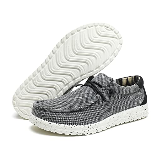 Men's Slippers Slip On Casual Canvas Espadrilles Loafer Flats Boat & Deck Shoes Grey UK 9