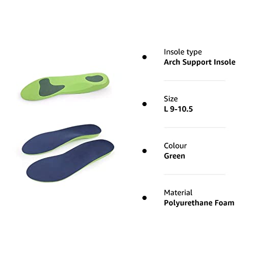 HHUK Plantar Fasciitis Orthotic Insoles with Arch Support Shoe Inserts Women Men Insole Flat Feet Insert (L 9-10.5)