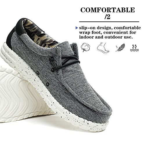 Men's Slippers Slip On Casual Canvas Espadrilles Loafer Flats Boat & Deck Shoes Grey UK 9