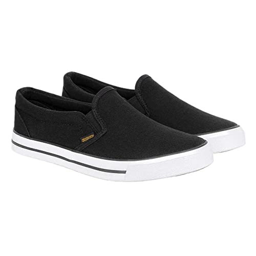 Crosshatch Men Trainers Slip On Canvas Plimsolls Pumps Casual Flat Gym Shoe Size 8 Black