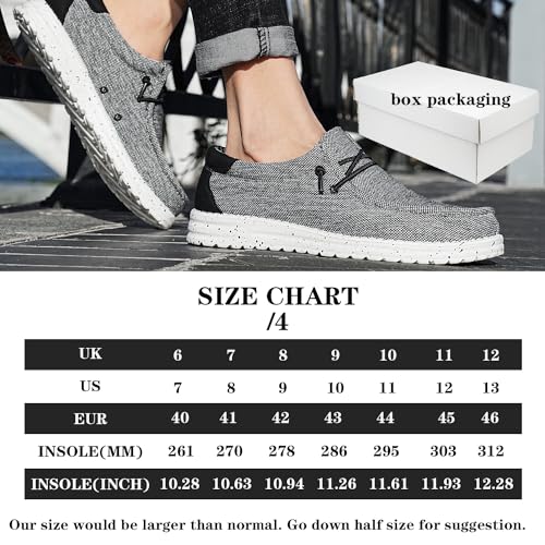 Men's Slippers Slip On Casual Canvas Espadrilles Loafer Flats Boat & Deck Shoes Grey UK 9