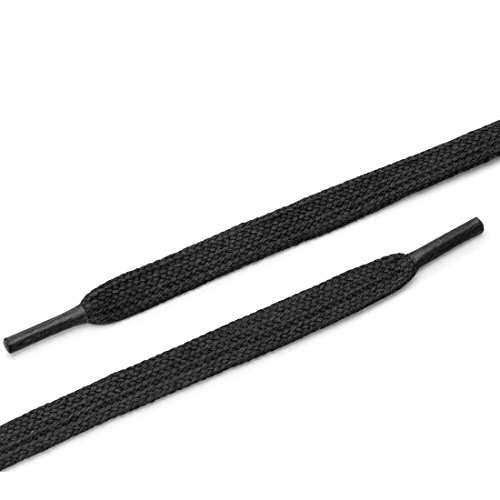 sourcing map 2 Pairs Waxed Cotton Leather Boots Casual Shoes Flat Shoelaces for Men Women Black 120cm / 47.24"