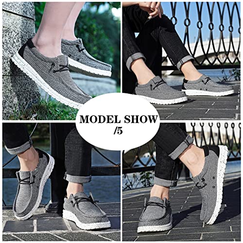 Men's Slippers Slip On Casual Canvas Espadrilles Loafer Flats Boat & Deck Shoes Grey UK 9