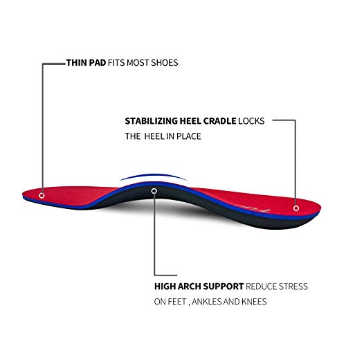 PCSsole Orthotic Arch Support Shoe Inserts Insoles for Flat Feet,Feet Pain,Plantar Fasciitis,Insoles for Men and Women (Red, Men6/Women(5.5-6) 25cm)