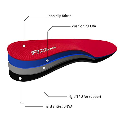 PCSsole Orthotic Arch Support Shoe Inserts Insoles for Flat Feet,Feet Pain,Plantar Fasciitis,Insoles for Men and Women (Red, Men6/Women(5.5-6) 25cm)