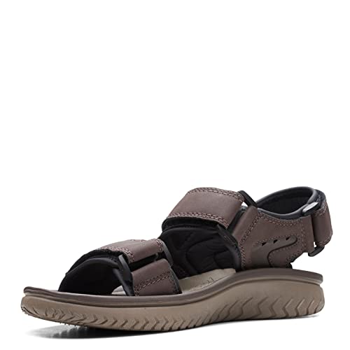 Clarks Men's Wesley Bay Flat Sandal, Brown Synthetic, 8 UK