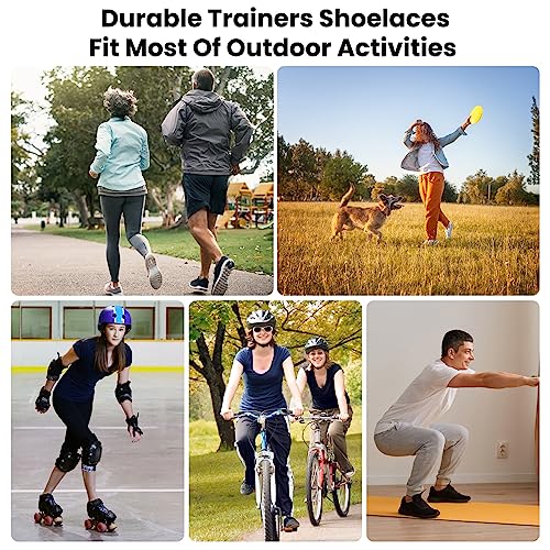 2 Pairs Flat Shoe Laces, 120 cm black Long Shoe Laces for Trainers, 8mm Wide Flat Laces for Sneaker, Replacement Laces for Athletic Sport Casual Shoes, Durable Shoelaces for Men Women Kids Adult