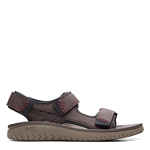 Clarks Men's Wesley Bay Flat Sandal, Brown Synthetic, 8 UK
