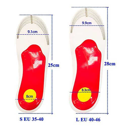 Plantar Fasciitis Relief Arch Support Shoe Inserts Insoles for Flat Feet for Men and Women, Orthotic Feet Heel Pain Shock Absorption Comfortable Insoles (Large EU 40-46)