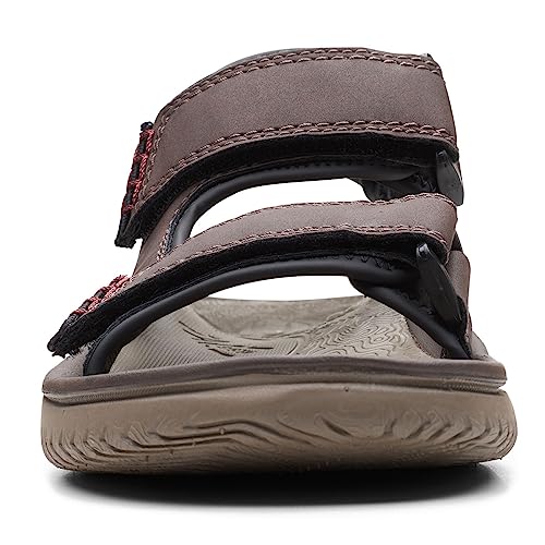 Clarks Men's Wesley Bay Flat Sandal, Brown Synthetic, 8 UK