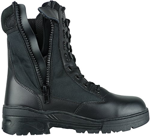 Savage Island Black Leather Army Patrol Combat Boots Side Zip Tactical Cadet Security Military (12 UK)