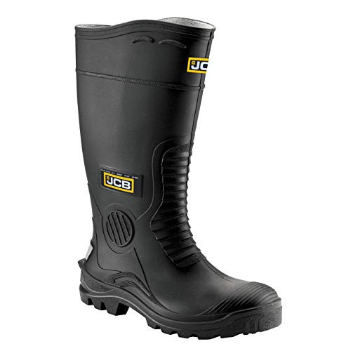 JCB - Wellington Hydromaster Boots Mens - Fits Large - Steel Toe Cap Boots - Black Shoes - Waterproof Shoes Men - Boots for Men - Wide Fit - Size 12UK, 47EU