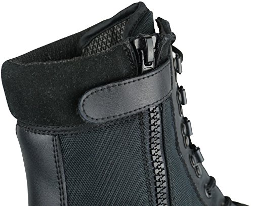 Savage Island Black Leather Army Patrol Combat Boots Side Zip Tactical Cadet Security Military (12 UK)