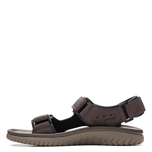 Clarks Men's Wesley Bay Flat Sandal, Brown Synthetic, 8 UK