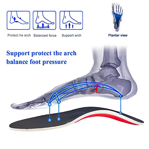 Plantar Fasciitis Relief Arch Support Shoe Inserts Insoles for Flat Feet for Men and Women, Orthotic Feet Heel Pain Shock Absorption Comfortable Insoles (Large EU 40-46)