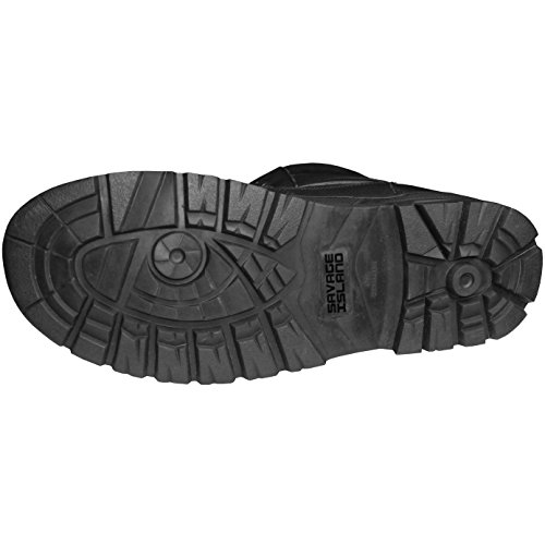 Savage Island Black Leather Army Patrol Combat Boots Side Zip Tactical Cadet Security Military (12 UK)