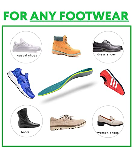 Plantar Fasciitis Arch Support Orthopedic Insoles Relieve Flat Feet Heel Pain Shock Absorption Comfortable Insoles(Size:UK-9,Length:11.02",Green)