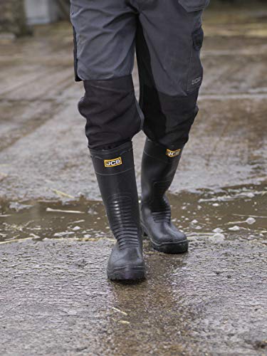 JCB - Wellington Hydromaster Boots Mens - Fits Large - Steel Toe Cap Boots - Black Shoes - Waterproof Shoes Men - Boots for Men - Wide Fit - Size 12UK, 47EU