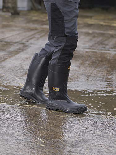 JCB - Wellington Hydromaster Boots Mens - Fits Large - Steel Toe Cap Boots - Black Shoes - Waterproof Shoes Men - Boots for Men - Wide Fit - Size 12UK, 47EU