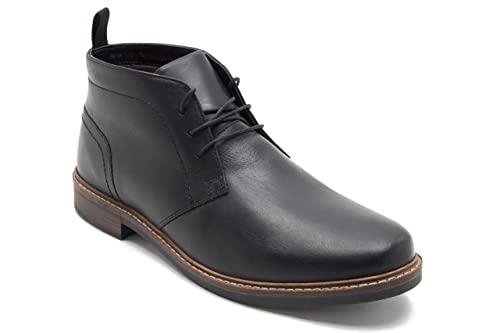 Thomas Crick Men's 'Dallas' Desert Chukka Leather Boots, Classic, Comfortable and Stylish Boots for Any Occasion, Made with Leather, Effortless and Fashionable (Black/Wood)