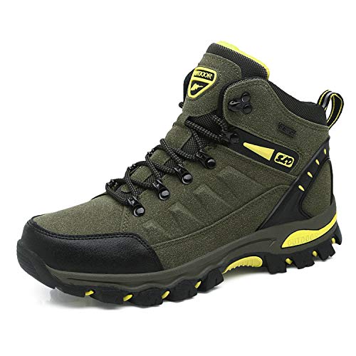 WOWEI Hiking Boots Men Outdoor Waterproof Non-Slip Lace-up Sports Trekking Shoes,8019 Army Green,6 UK