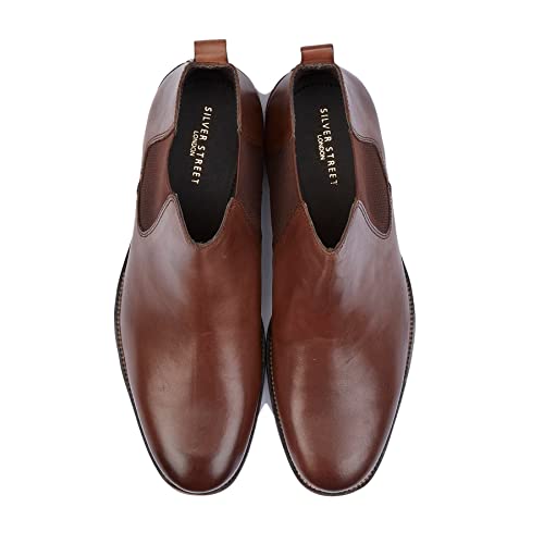 Silver Street London Men's Leather Argyll Chelsea Boot (Brown, 9 UK, numeric_9)