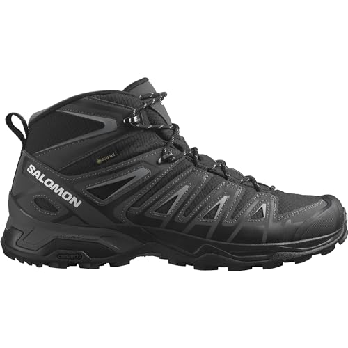 Salomon X Ultra Pioneer Mid Gore-Tex Men's Hiking Waterproof Shoes, All weather, Secure foothold, and Stable & cushioned, Black, 9