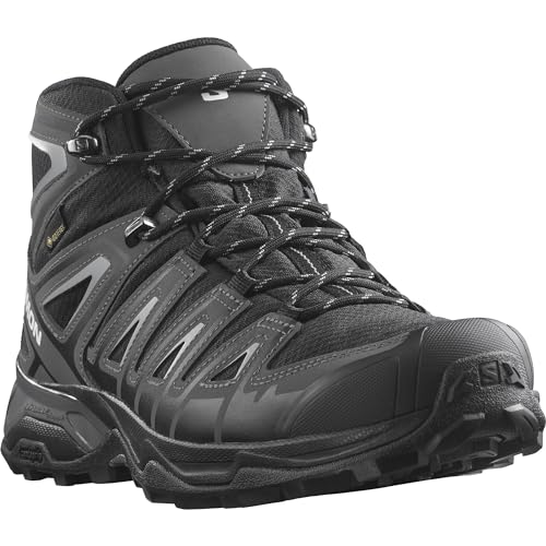 Salomon X Ultra Pioneer Mid Gore-Tex Men's Hiking Waterproof Shoes, All weather, Secure foothold, and Stable & cushioned, Black, 9