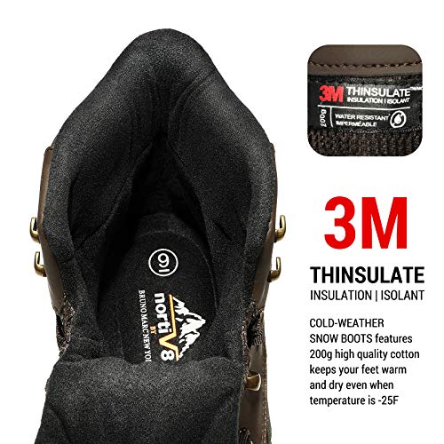 NORTIV 8 Men's 180411 Brown Black Insulated Waterproof Construction Hiking Winter Snow Boots Size 10.5 US/ 9.5 UK