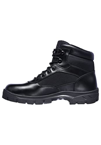 Skechers Men's WASCANA BENEN Industrial Boot, Black Leather W/Textile, 8 UK