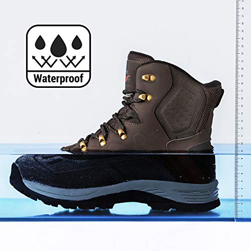 NORTIV 8 Men's 180411 Brown Black Insulated Waterproof Construction Hiking Winter Snow Boots Size 10.5 US/ 9.5 UK