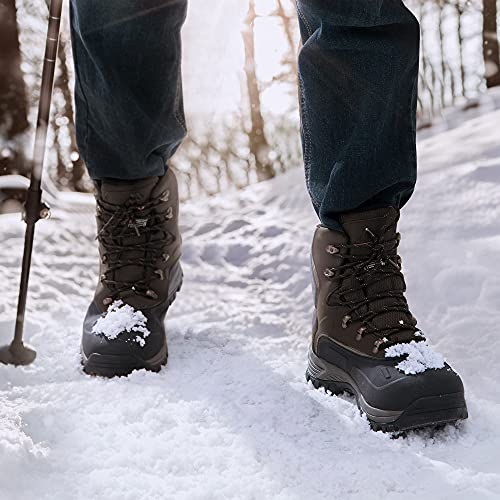 NORTIV 8 Men's 180411 Brown Black Insulated Waterproof Construction Hiking Winter Snow Boots Size 10.5 US/ 9.5 UK