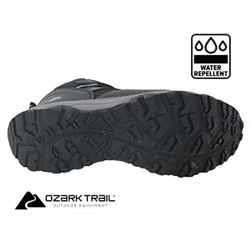 Ozark Trail Mens Gents Water Repellent Genuine Leather Lightweight Breathable Lace Up Memory Foam Hiking Outdoor Trekking Boots