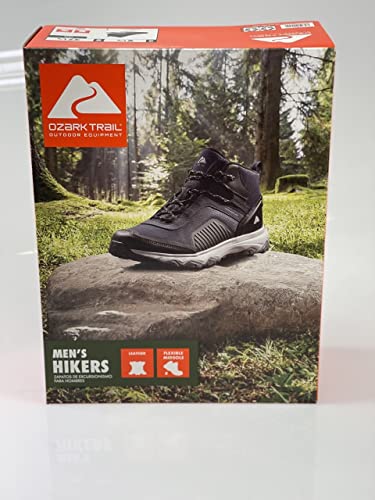 Ozark Trail Mens Gents Water Repellent Genuine Leather Lightweight Breathable Lace Up Memory Foam Hiking Outdoor Trekking Boots