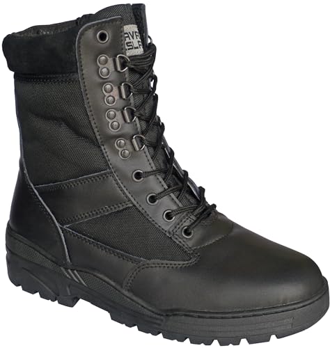 Savage Island Combat Boots Black Leather Patrol, Black, 13 UK